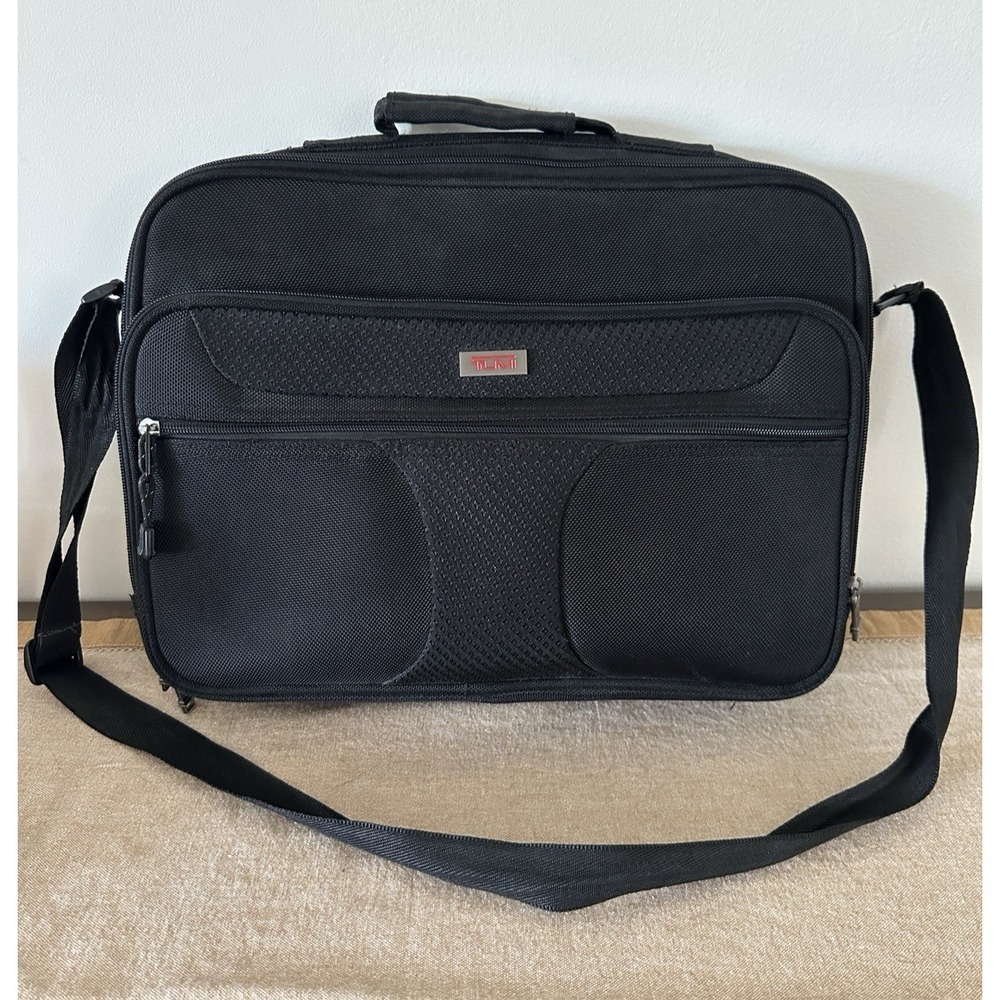 Tumi Laptop Bag Slim 15 Inch Black Ballistic Nylon Briefcase Work Travel